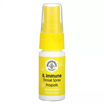 Beekeeper's Naturals, B. Immune, спрей для горла с прополисом, 15 мл (0,53 жидк. унции)