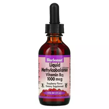 Bluebonnet Nutrition, CelluarActive, жидкий метилкобаламин, витамин B12, со вкусом малины, 1000 мкг, 59 мл (2 жидк. унции)