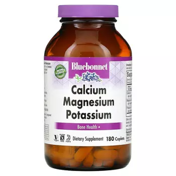 Bluebonnet Nutrition, кальций, магний и калий, 180 капсуловидных таблеток