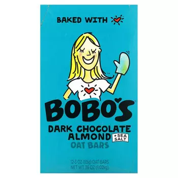Bobo's Oat Bars, Овсяные батончики с темным шоколадом и миндалем, с морской солью, 12 батончиков, по 85 г (3 унции)