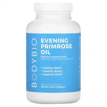 BodyBio, Масло примулы вечерней, 180 капсул без ГМО