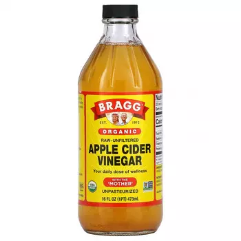 Bragg, органический яблочный уксус c уксусной маткой, необработанный, нефильтрованный, 473 мл (16 жидк. унций)