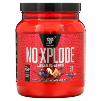BSN, N.O.-Xplode, легендарное предтренировочное средство, фруктовый пунш, 2,45 фунта (1,11 кг)