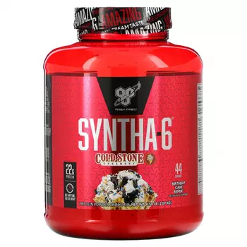 BSN, Syntha-6, Cold Stone Creamery, смесь Birthday Cake Remix, 4,56 фунта (2,07 кг)