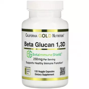 California Gold Nutrition, бета-глюкан 1-3D с Beta-ImmuneShield, 125 мг, 120 растительных капсул