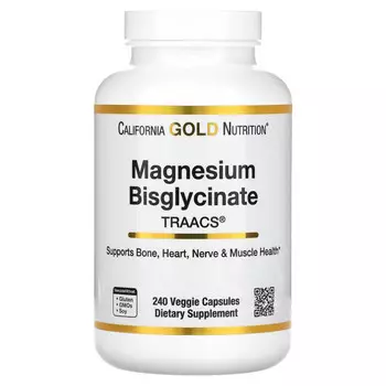 California Gold Nutrition, бисглицинат магния, 240 вегетарианских капсул