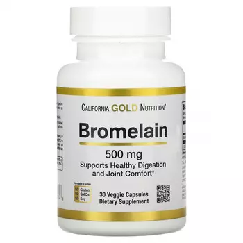 California Gold Nutrition, бромелаин, 500 мг, 30 растительных капсул