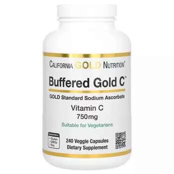 California Gold Nutrition, буферизованный витамин C в капсулах, 750 мг, 240 растительных капсул