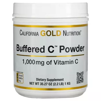 California Gold Nutrition, Buffered Gold C, некислый буферизованный витамин C в форме порошка, аскорбат натрия, 1000 мг, 1 кг (2,2 фунта)