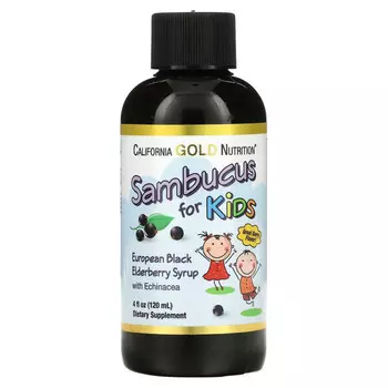 California Gold Nutrition, Бузина для детей, сироп из европейской черной бузины с эхинацеей, 4 жидких унции (120 мл)