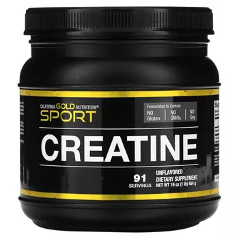 California Gold Nutrition, Creatine Powder, микронизированный моногидрат креатина, Creapure, без запаха, 16 унций (454 г)