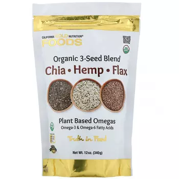 California Gold Nutrition, Органическая смесь из 3 видов семян, 340 г (12 унций)