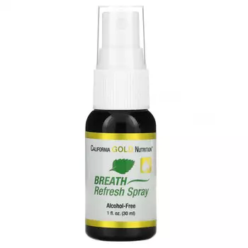 California Gold Nutrition, спрей для свежести дыхания, без спирта, со вкусом натуральной перечной мяты и корицы, 30 мл (1 жидк. унция)
