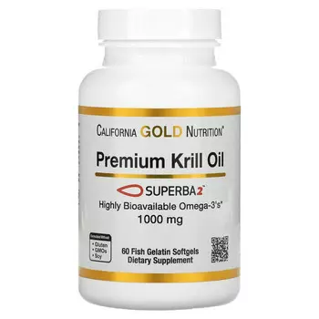 California Gold Nutrition, SUPERBA2™, масло криля премиального качества, 1000 мг, 60 мягких таблеток