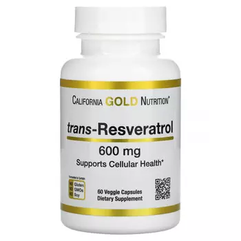 California Gold Nutrition, транс-ресвератрол, 600 мг, 60 вегетарианских капсул