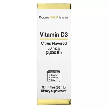 California Gold Nutrition, витамин D3 (цитрус), 2000 МЕ, 30 мл (1 жидк. унция)