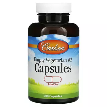 Carlson Labs, пустые вегетарианские капсулы №2, 200 капсул