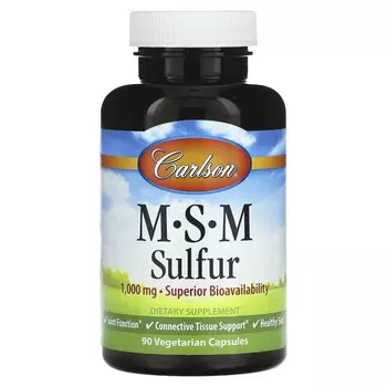 Carlson, МСМ сера, 1000 мг, 90 вегетарианских капсул