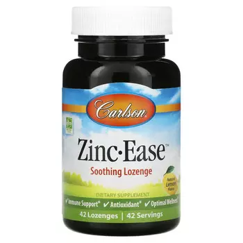 Carlson, Zinc-Ease, успокаивающие пастилки, натуральный лимон, 42 пастилки