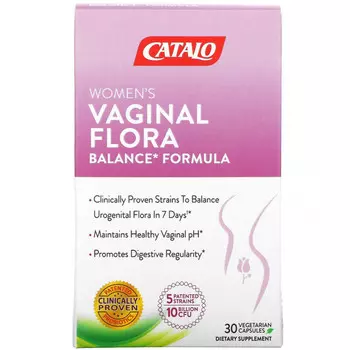 Catalo Naturals, Формула баланса флоры для женщин, 30 вегетарианских капсул