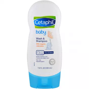 Cetaphil, детский гель для душа и шампунь, с органической календулой, 230 мл (7,8 жидк. унции)