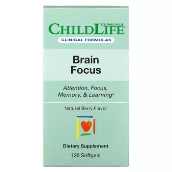 Childlife Clinicals, Brain Focus, натуральные ягоды, 120 мягких таблеток