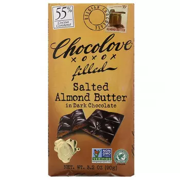 Chocolove, Масло из соленого миндаля в темном шоколаде, 55% какао, 90 г (3,2 унции)