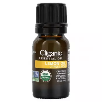 Cliganic, 100% чистое эфирное масло, лимонное масло, 10 мл (0,33 жидк. Унции)