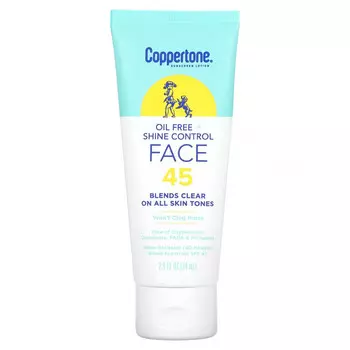 Coppertone, Солнцезащитный лосьон, без масла и контроля блеска, для лица, SPF 45, 74 мл (2,5 жидк. Унции)