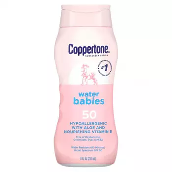 Coppertone, Солнцезащитный лосьон, Water Babies, SPF 50, 237 мл (8 жидк. Унций)