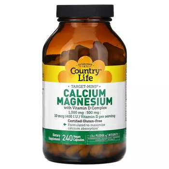 Country Life, Calcium Magnesium with Vitamin D Complex, 240 Vegan Capsules