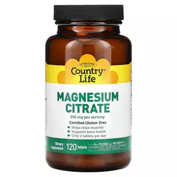 Country Life, Цитрат магния, 125 мг, 120 таблеток