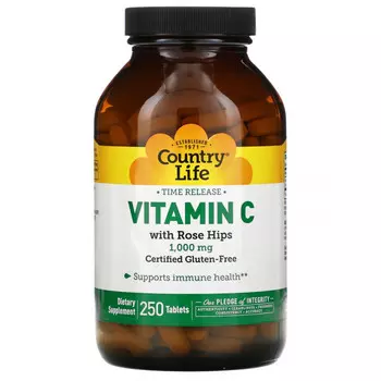 Country Life, Vitamin C with Rose Hips, 1,000 mg, 250 Tablets
