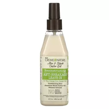 Creme Of Nature, Алоэ и черное касторовое масло, несмываемое восстанавливающее средство, 236,5 мл (8 жидк. Унций)