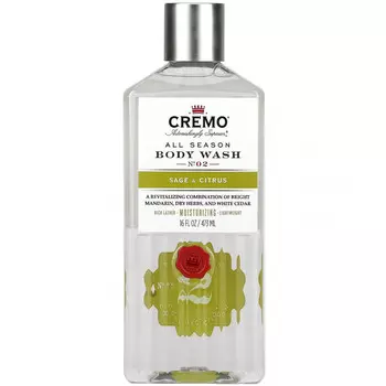 Cremo, All Season, Гель для душа, № 2, шалфей и цитрусовые, 16 жидких унций (473 мл)