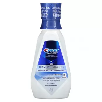 Crest, 3D White, Diamond Strong, ополаскиватель для рта с фторидом, без спирта, чистая мята, 473 мл (16 жидк. унций)