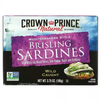 Crown Prince Natural, Сардины, средиземноморские, 3,75 унции (106 г)