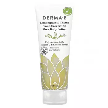 Derma E, лосьон для тела с маслом ши для выравнивания тона кожи, лемонграсс и тимьян, 227 г (8 унций)