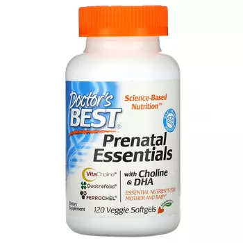 Doctor's Best, Prenatal Essentials, с холином и ДГК, 120 вегетарианских капсул