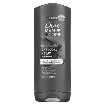 Dove, Men + Care, Elements, скраб для тела и лица, уголь + глина, 400 мл (13,5 жидк. Унции)