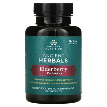 Dr. Axe / Ancient Nutrition, Ancient Herbals, Бузина + пробиотики, 60 капсул