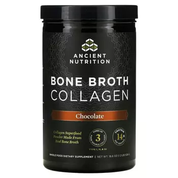 Dr. Axe / Ancient Nutrition, коллаген из костного бульона, со вкусом шоколада, 528 г (1,2 фунта)