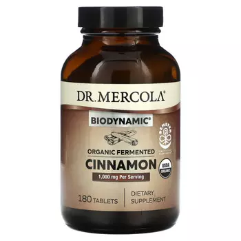 Dr. Mercola, Biodynamic, органическая ферментированная корица, 500 мг, 180 таблеток