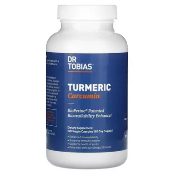 Dr. Tobias, Куркумин, куркумин, 120 растительных капсул