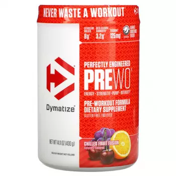 Dymatize Nutrition, Perfectly Engineered Pre WO, предтренировочная добавка, охлажденная смесь фруктов, 400 г (14,11 унции)