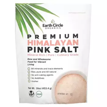 Earth Circle Organics, кристаллы гималайской соли, мелкая фракция, 454 г (16 унций)