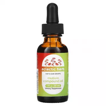 Eclectic Institute, Kids Topical Herbs, ушные капли с маслом коровяка для детей, 30 мл (1 жидк. унция)