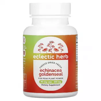 Eclectic Institute, Raw Fresh Freeze-Dried, Эхинацея желтокорень, 350 мг, 90 вегетарианских капсул без ГМО