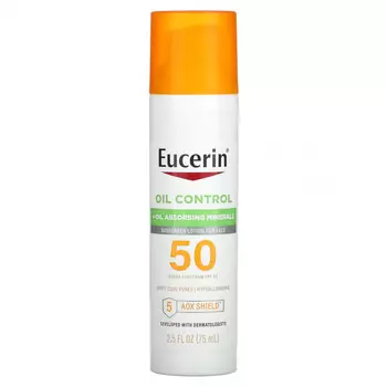 Eucerin, Oil Control, легкий солнцезащитный лосьон для лица, SPF 50, 75 мл (2,5 жидк. Унции)