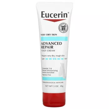 Eucerin, усовершенствованный восстанавливающий крем для ног, без запаха, 85 г (3 унции)